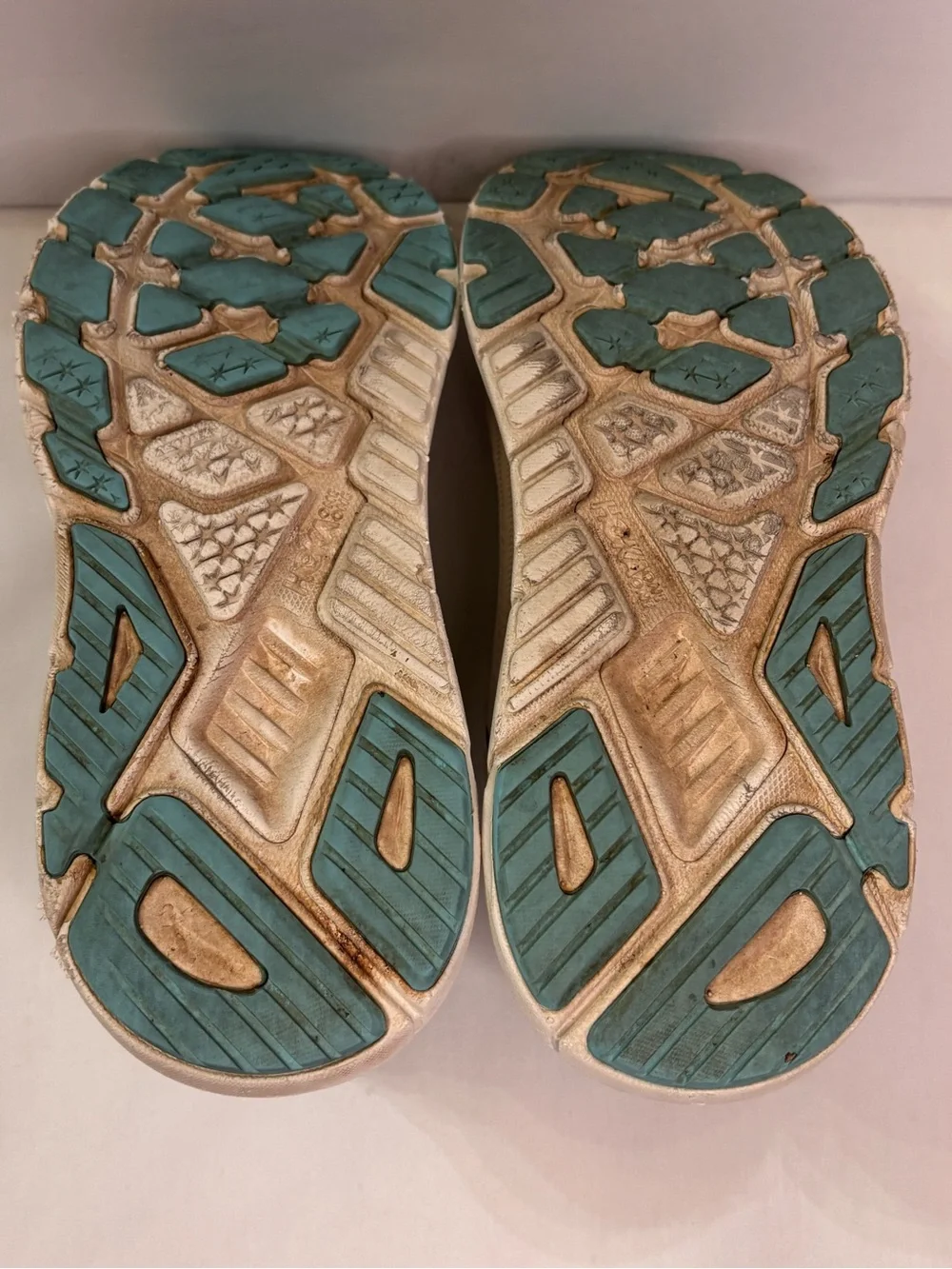 HOKA Women's White & Aqua Blue Running Shoes Sz 7.5